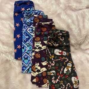 4 pairs of Seasonal printed girls leggings